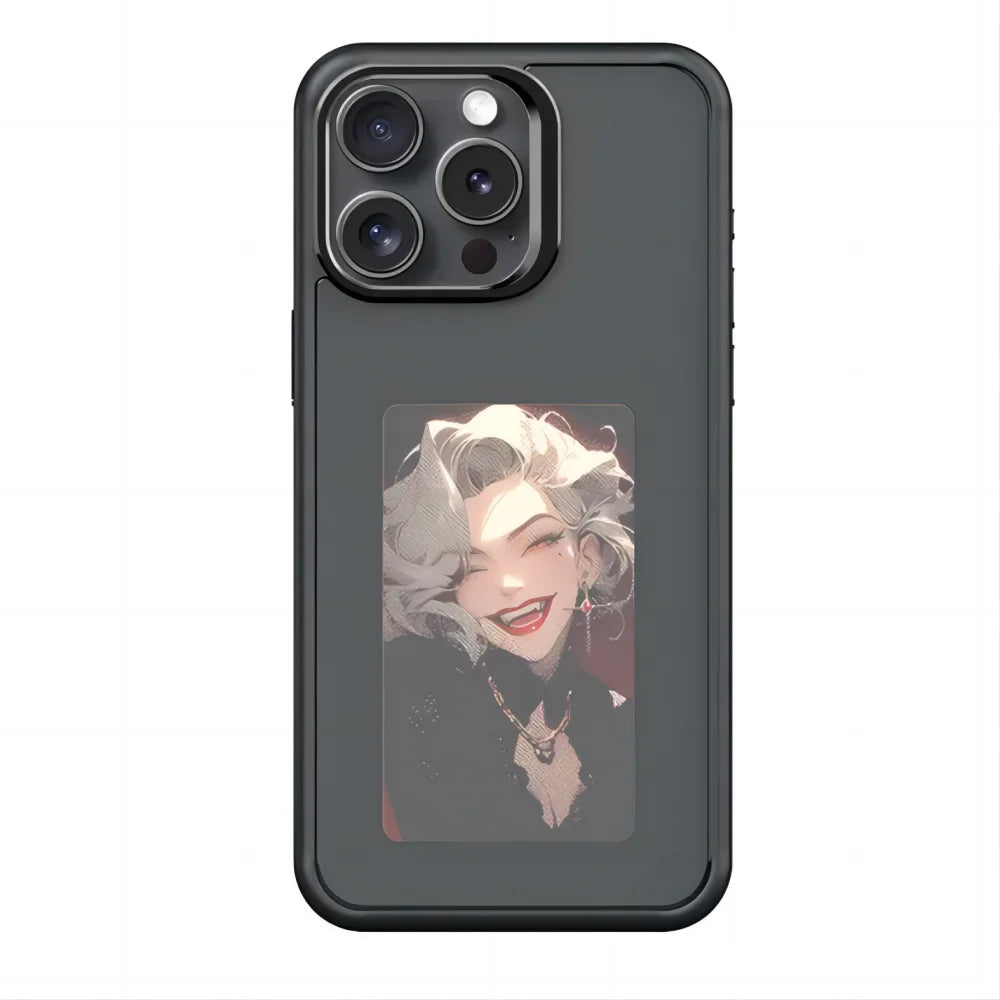 New-tech NFC Function Phone Case For Iphone 16 Pro Max DIY Cases E Ink Screen Phone Cover Cartoon Girl Fundas Battery Free