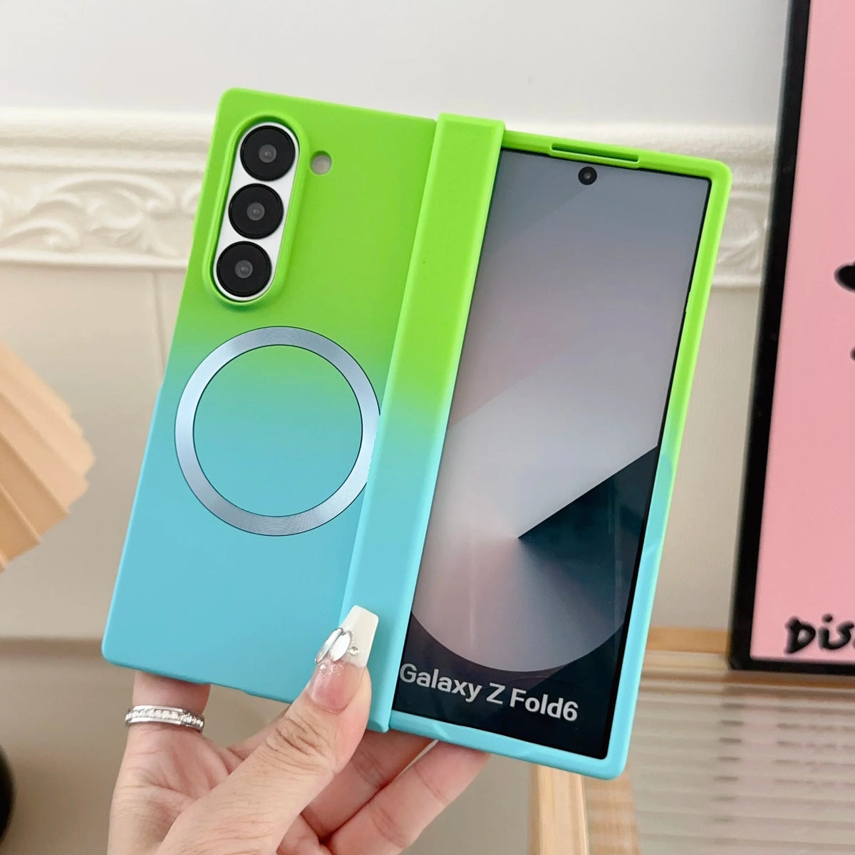 Magnetic for Magsafe Wireless Charging Gradient Phone Case for Samsung Galaxy ZFold 3 4 5 6 7 Liquid Silicone Bumper Cover Funda