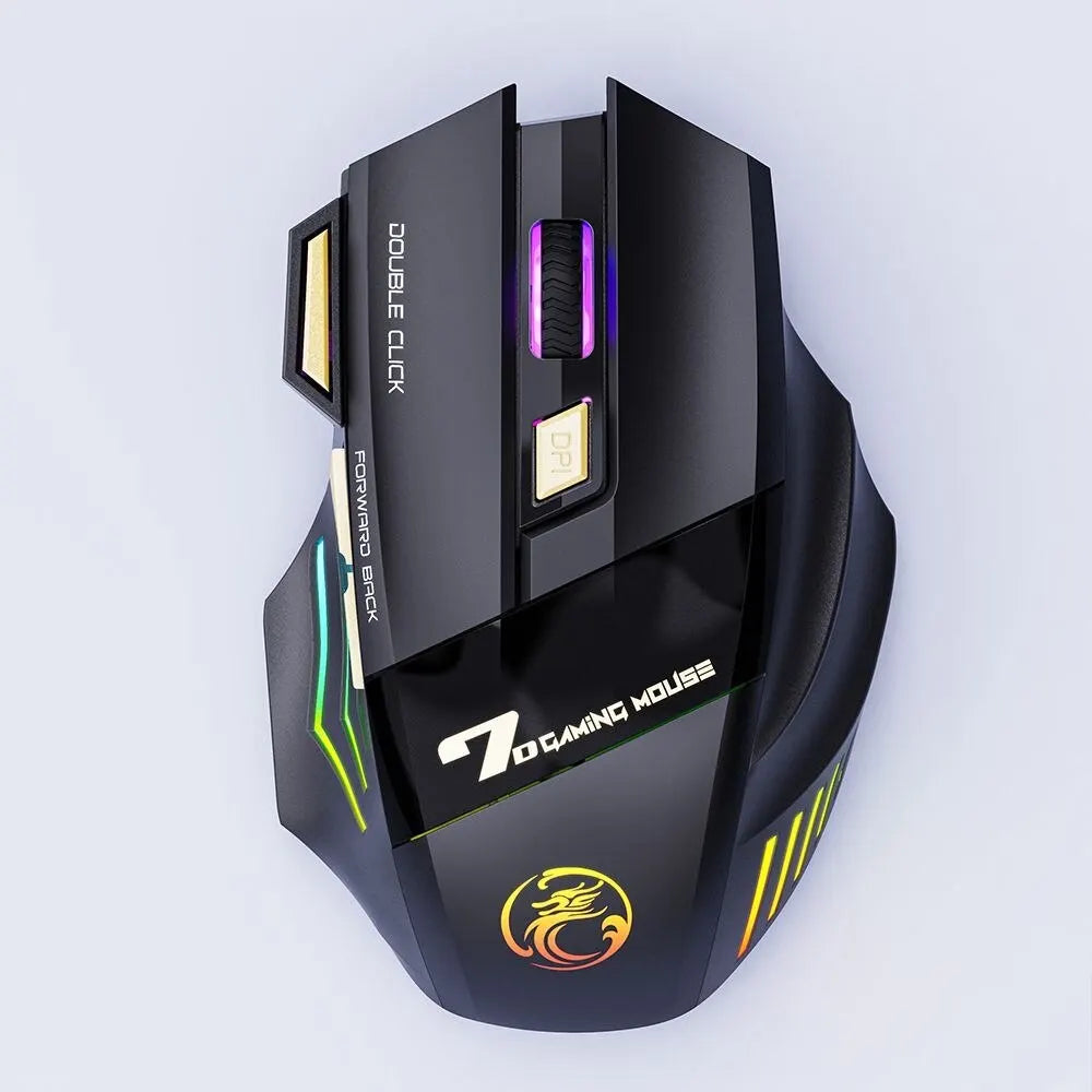 IMICE GW-X7 Wireless Gaming Mouse, 3200DPI, Bluetooth/2.4G, 7 Buttons, Rechargeable, RGB LED
