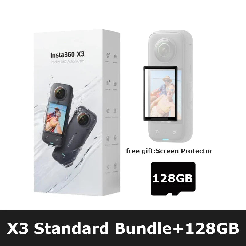 Insta360 X3 - Waterproof 360 Action Camera with 1/2" 48MP Sensors,5.7K 360 Active HDR Video,72MP 360 Photo,4K Single-Lens