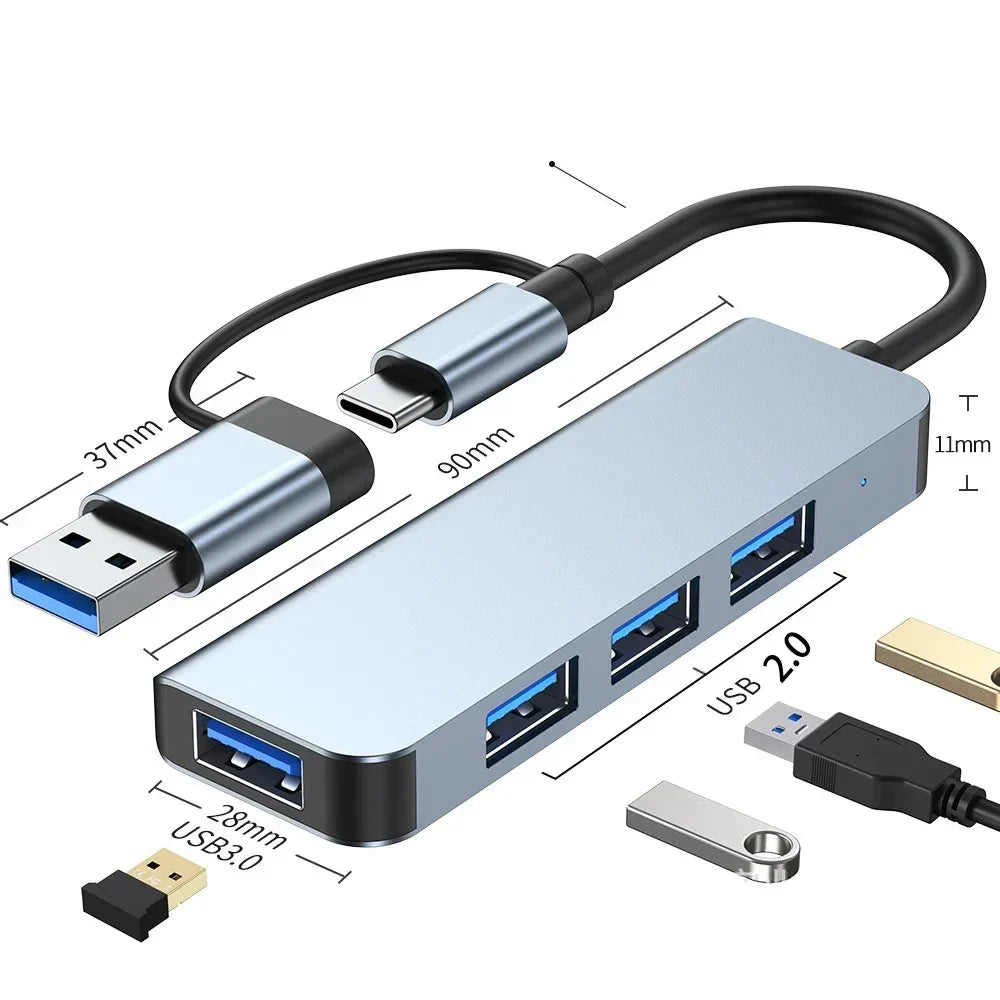 USB A Type C Hub Concentrator Docking Station Multi Adapter Card Reader Audio Multi-hub Dock Splitter For MacBook Air PC
