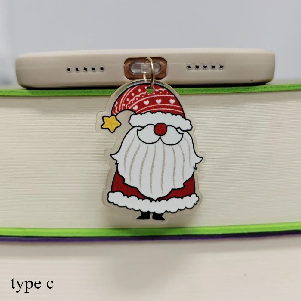 Gingerbread Man Christmas Dust Plug Type C Phone Charge Port Plug For iPhone Dust Protection Stopper Pendant Lady Friend Gift