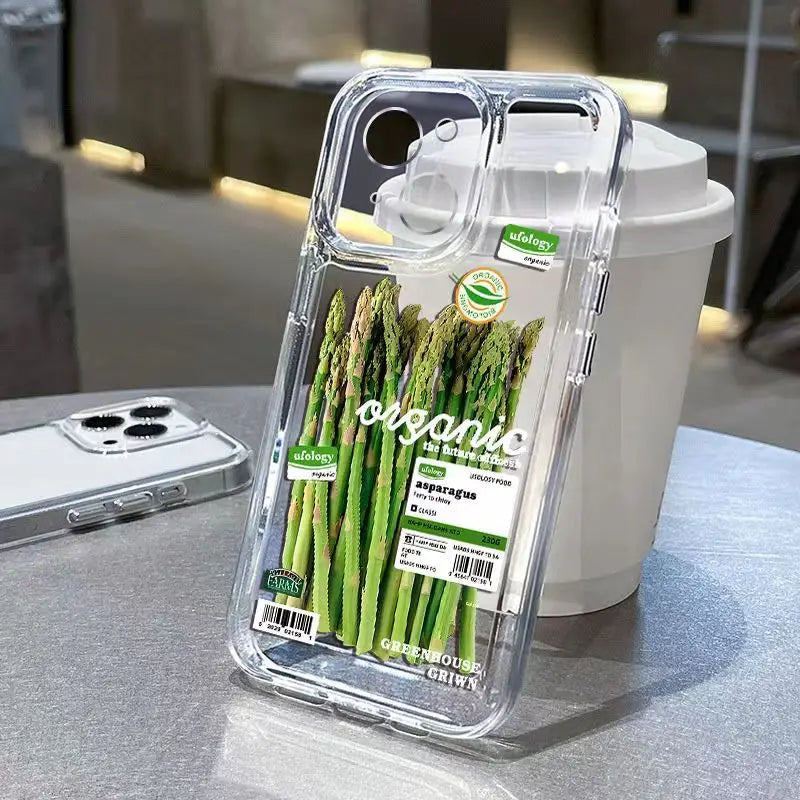 Vegetable Lable Cover Soft Transparent Phone Case