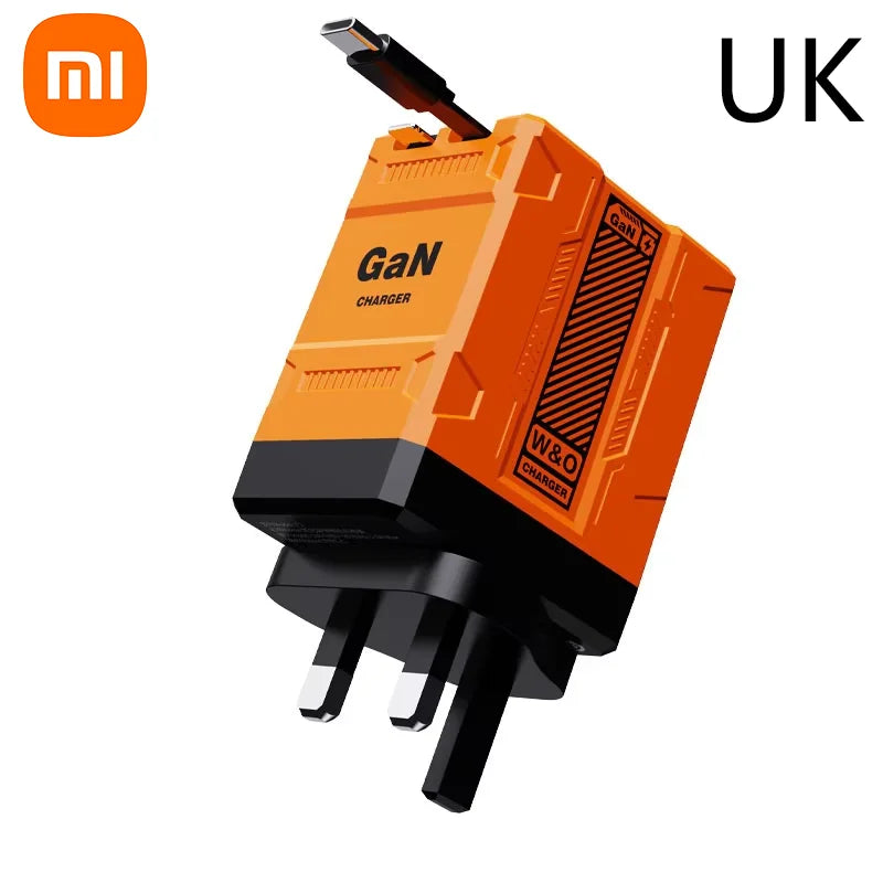 Xiaomi 120W GaN Fast Charger Compatible  With Retractable Type-c And Ligtning Cable Portable Adapter For Iphone 16 Ipad Macbook
