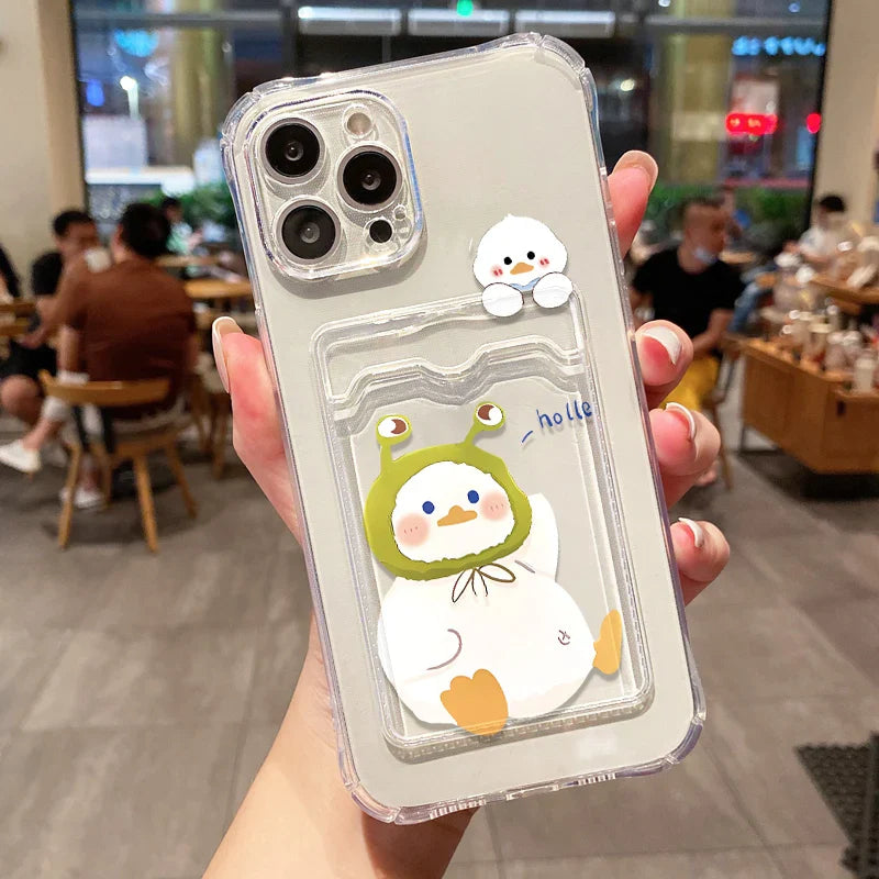 Cartoon Bear Phone Case For Samsung A54 A55 A15 A53 A52 A33 A35 A13 A34 A14 A24 A25 A06 A16 S21 S22 S23 S24 Ultra Card Bag Cover