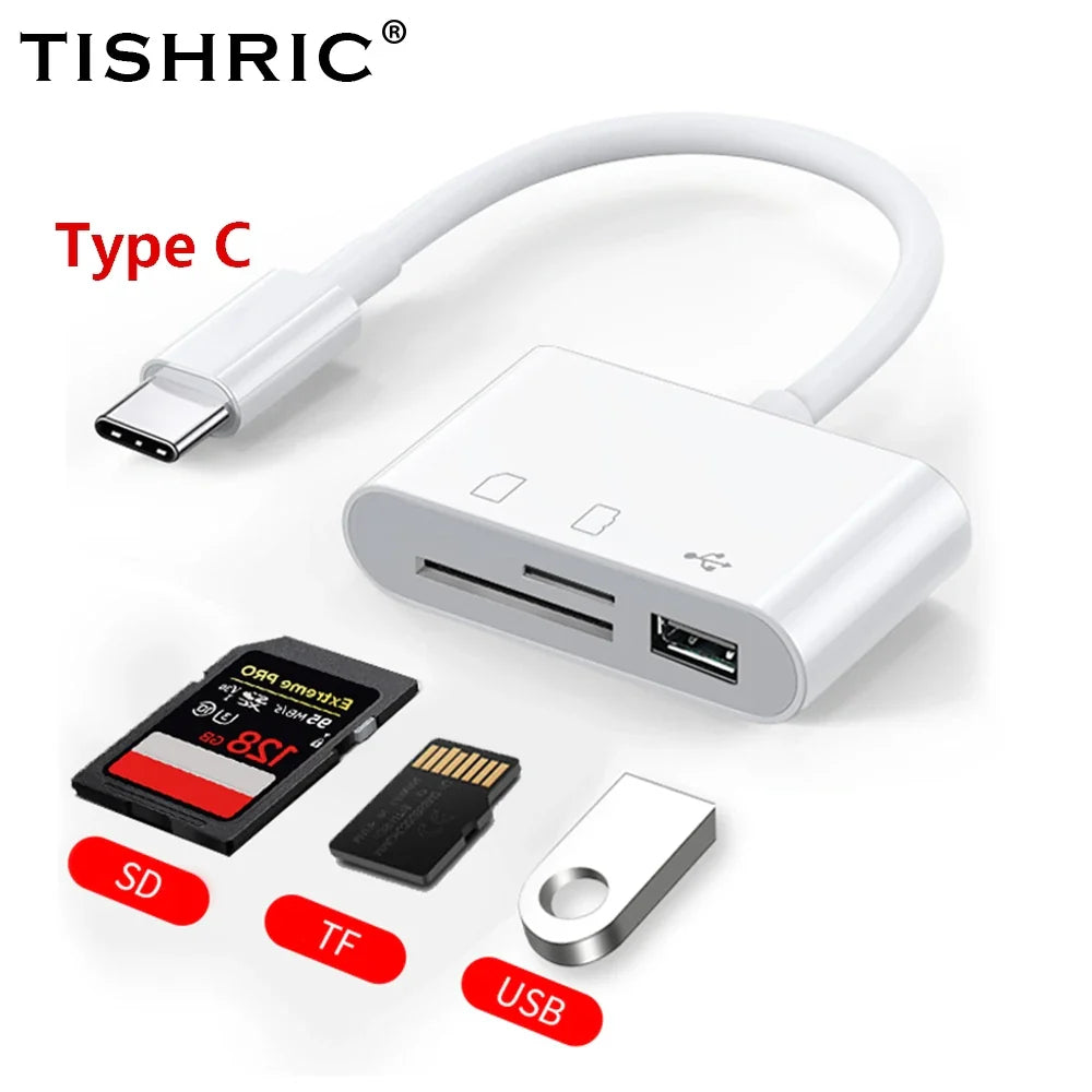 TISHRIC Type C Micro USB Adapter USB TF SD Card Reader USB-C Memory Card Adapter For Macbook Samsung Huawei XiaoMi Laptop Phone