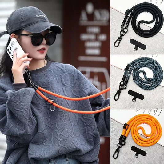 1pcs Universal 120CM Crossbody Lanyard Strap Chain For Phone Case Cover Sport Climbing Colorful Nylon Single Cord Rope