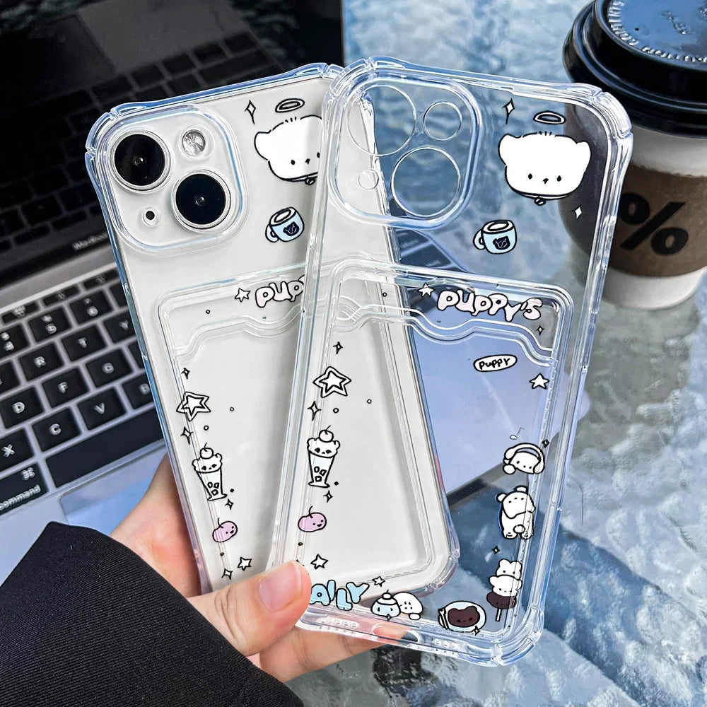 Cartoon Bear Phone Case For Samsung A54 A55 A15 A53 A52 A33 A35 A13 A34 A14 A24 A25 A06 A16 S21 S22 S23 S24 Ultra Card Bag Cover