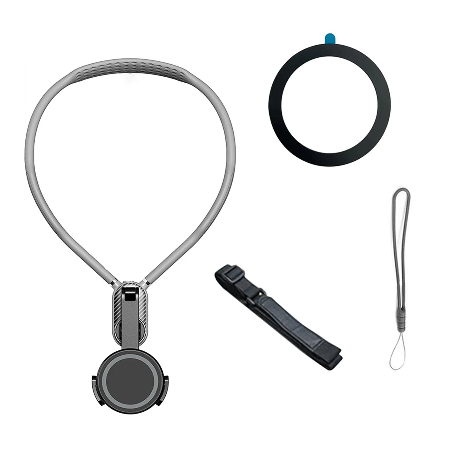 Magnetic Neck Holder Mount for Actions Cameras/Phones 360 Degree Adjustables Angle Neck Phone Mount for Vlogging