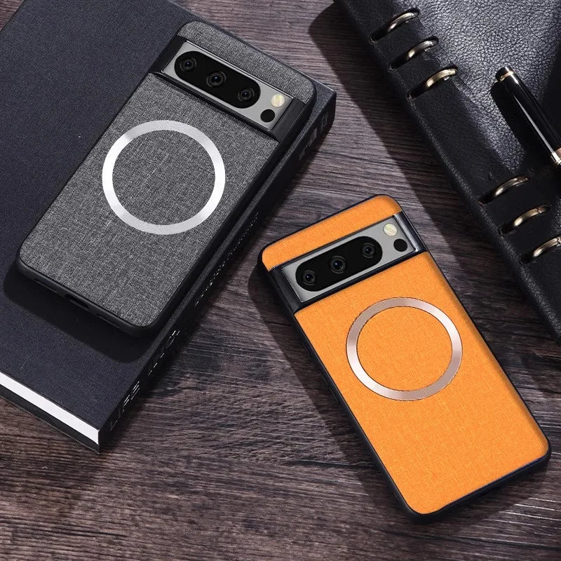 for Magsafe Fabric Cloth Case for Google Pixel 9 8 7 6 Pro XL 7A 8A 6A Magnetic Wireless Charging Slim Cover for Pixel 9Pro 8Pro