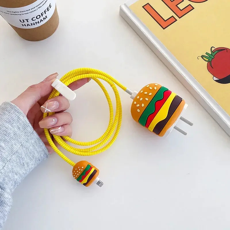 4Pcs/set Cable Protector for iPhone / iPad 18W/20W Charger Protection Cute Cartoon Protector Spring Cable Winder Accessories