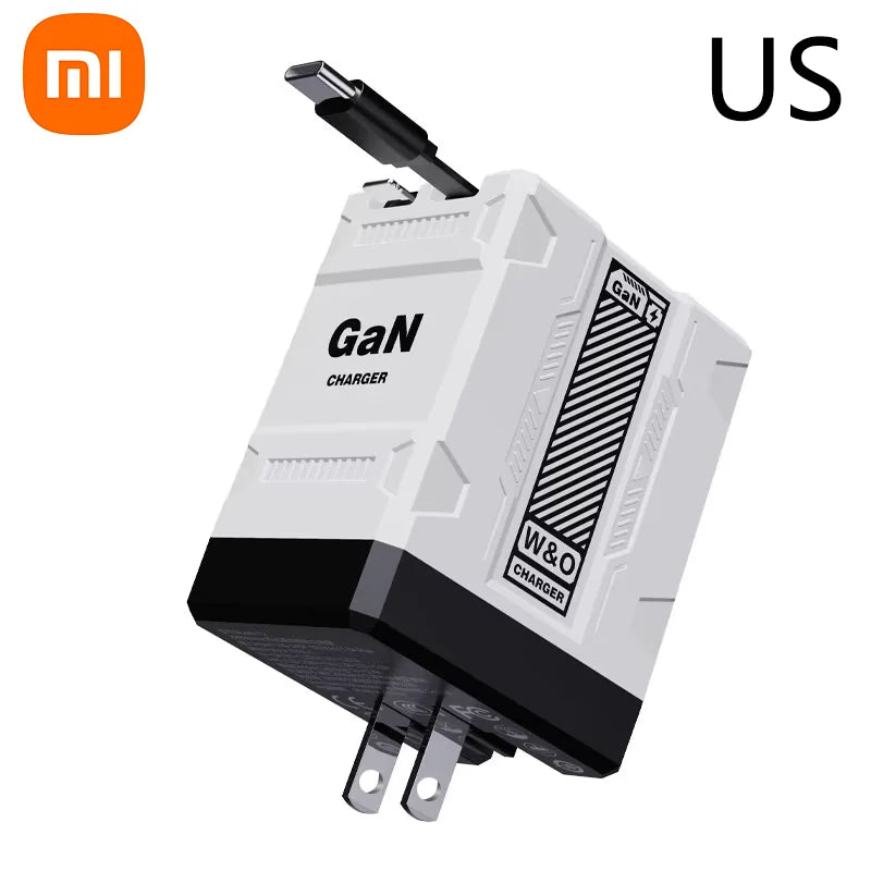 Xiaomi 120W GaN Fast Charger Compatible  With Retractable Type-c And Ligtning Cable Portable Adapter For Iphone 16 Ipad Macbook