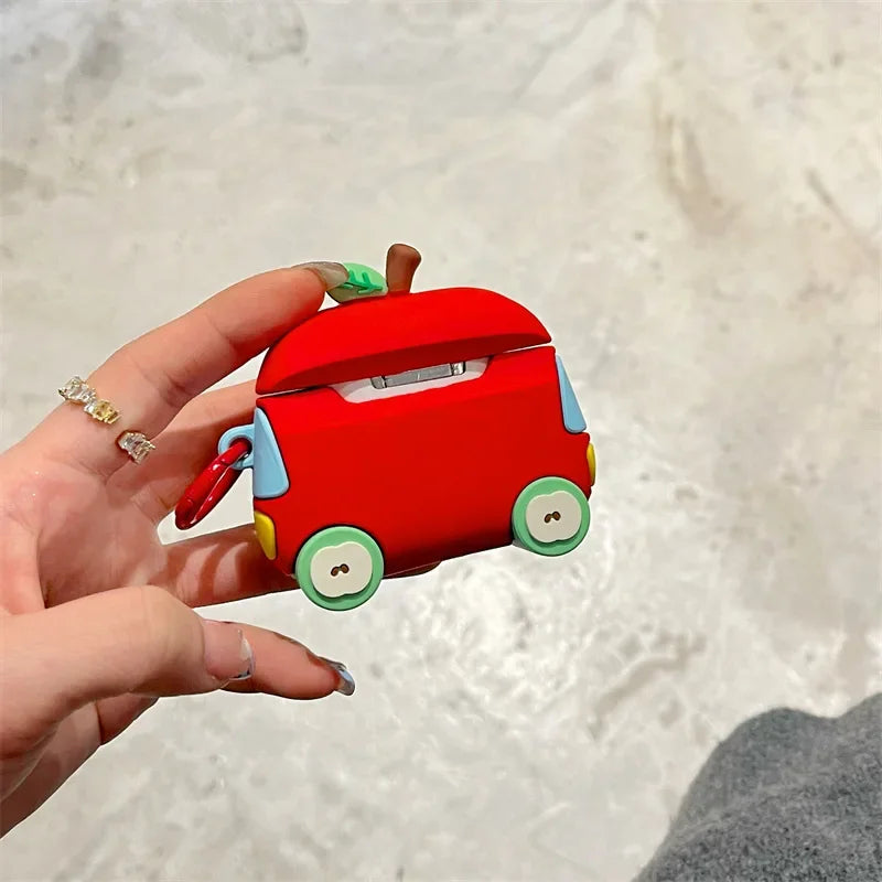 Cute Car Bear Case for AirPods 4 Airpod 1 2 3 Pro Pro2  Bluetooth Earbuds Charging Box Protective Earphone Case Cover