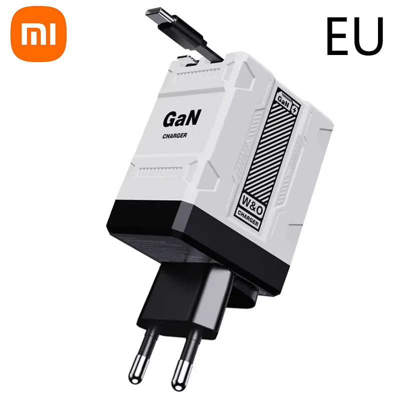 Xiaomi 120W GaN Fast Charger Compatible  With Retractable Type-c And Ligtning Cable Portable Adapter For Iphone 16 Ipad Macbook