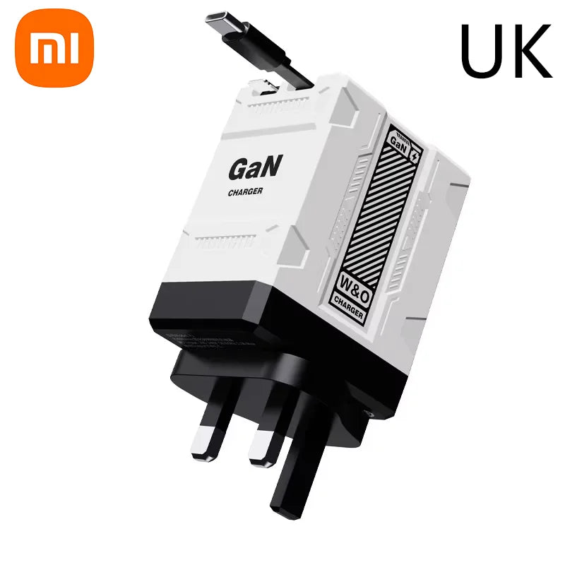 Xiaomi 120W GaN Fast Charger Compatible  With Retractable Type-c And Ligtning Cable Portable Adapter For Iphone 16 Ipad Macbook