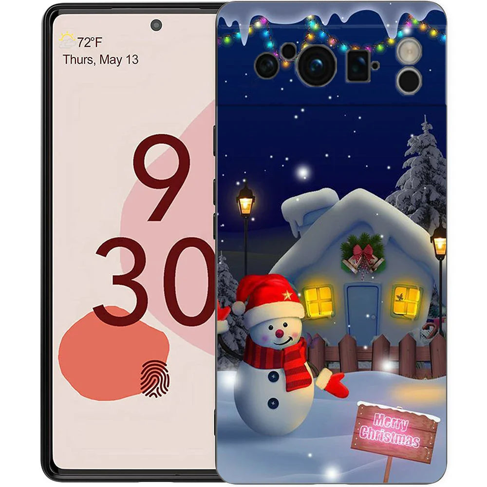Snow Merry Christmas Phone Case Cover for Google Pixel 8 7 6 7A 6A Pro 5G Shockproof Silicone Soft 9 Pro XL 8 Pro 5G Shell Bags