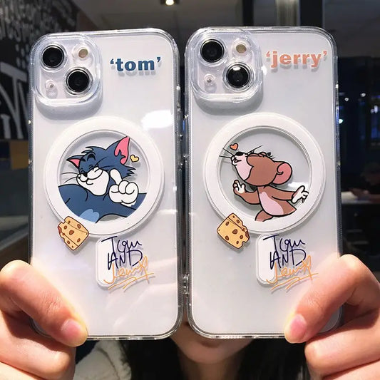 Cartoon Cute Toms Jerrys Magsafe Magnetic Phone Case for IPhone 16 15 14 13 12 11 8 Plus Pro Max X XR XSMax Soft Clear Tpu Cover