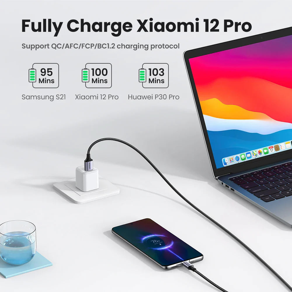 UGREEN 3A USB Type C Cable For Xiaomi Samsung Galaxy S24 Fast Charging USB Charging Data Cable 18W For iPhone 15 iPad Poco USB C