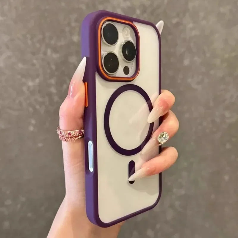 Luxury Transparent Magsasfe Case for iPhone 17 16 15 14 13 12 11 Pro Max Color Bumper Shockproof Magnet Wireless Charge Cover