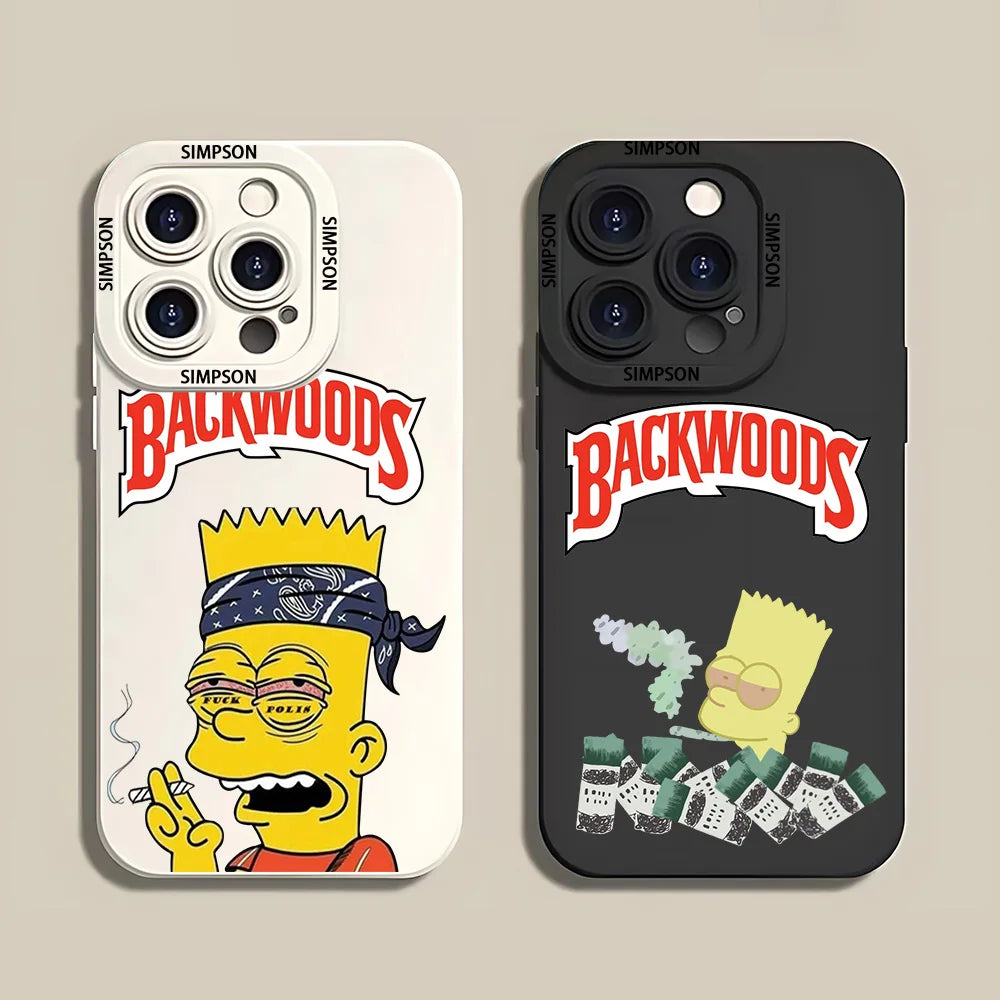 Smoking S-Simpsons Backwoods Phone Case For iPhone 16 15 14 13 12 11 X XR Xs SE2 SE 8 7 Plus Pro Max Mini Silicone Back Cover