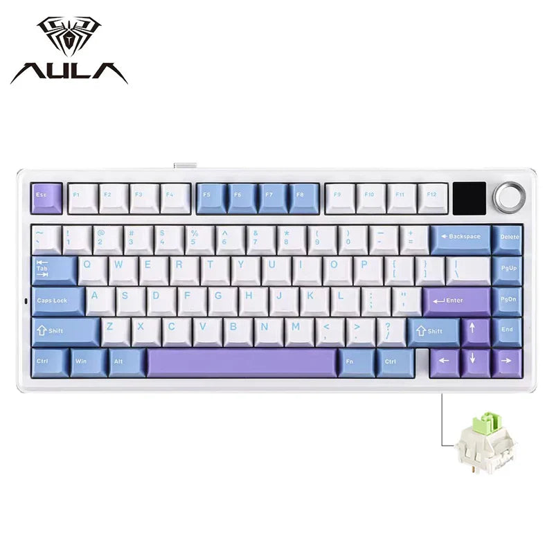 AULA F75 MAX Gaming Mechanical Keyboard 75% Wired/Bluetooth/2.4G Hot-Swap RGB E-sports Keyboard with TFT Screen for PC/Mac  ﻿