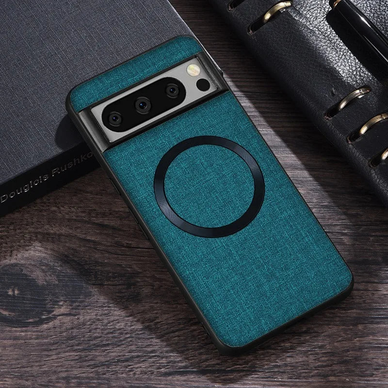for Magsafe Fabric Cloth Case for Google Pixel 9 8 7 6 Pro XL 7A 8A 6A Magnetic Wireless Charging Slim Cover for Pixel 9Pro 8Pro