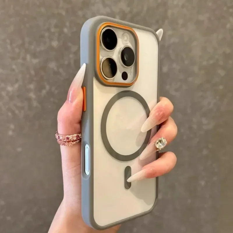 Luxury Transparent Magsasfe Case for iPhone 17 16 15 14 13 12 11 Pro Max Color Bumper Shockproof Magnet Wireless Charge Cover