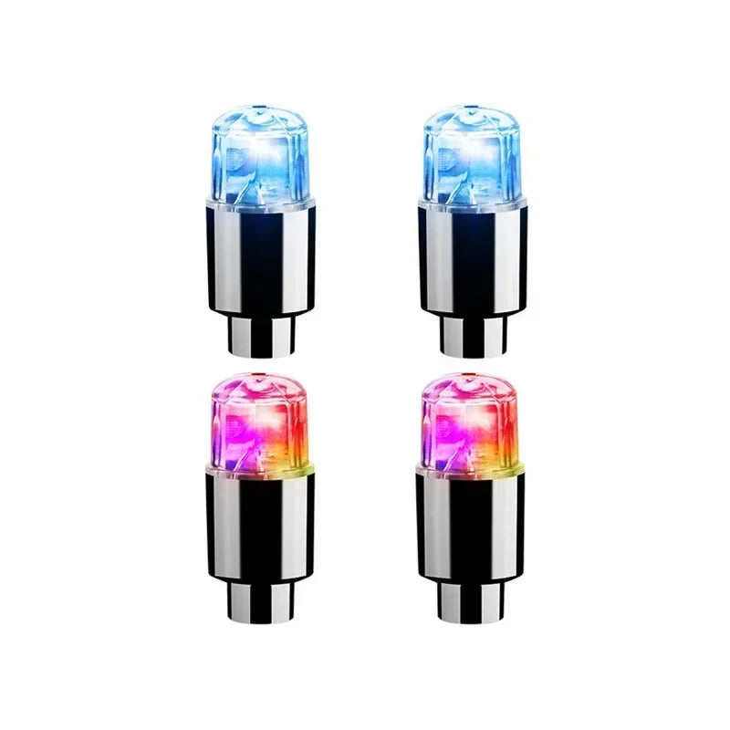 2/4/8Pcs Colorful LED Wheel Lights Car Tire Valve Caps Neon Light Universal Motorcycle Bicycle Valve Cover Auto Accessories
