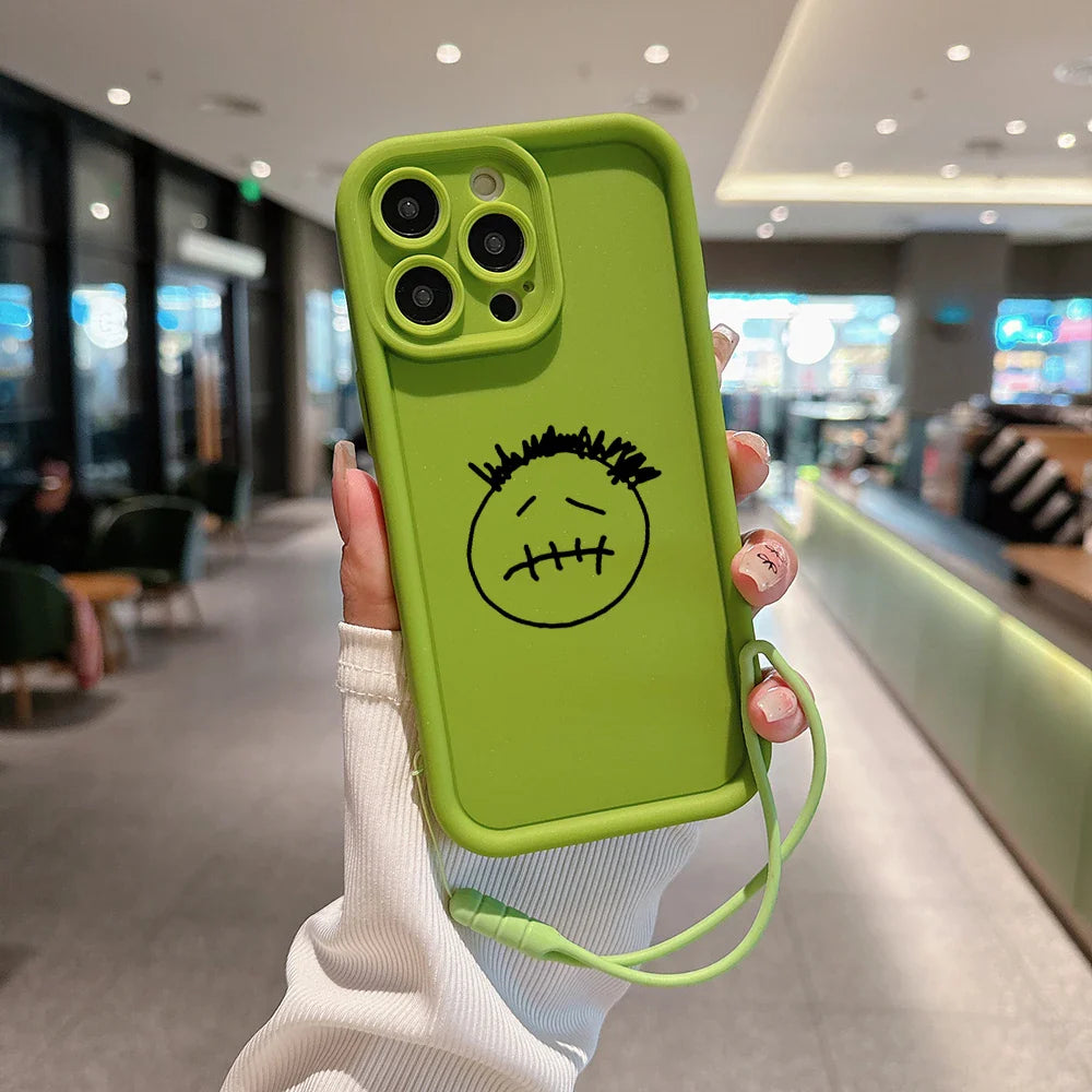 Travis Scott Cactus Jack Phone Case for IPhone 15 14 13 12 11 Pro Max Mini XR XS X 7 8 Plus Soft TPU Back Cover With Hand Strap