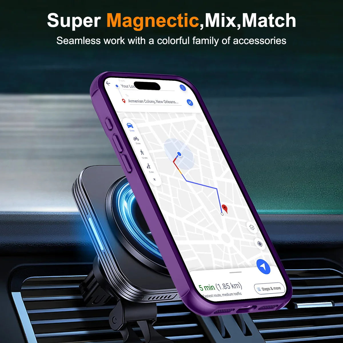 For iPhone 17/17 Pro/17 pro Max/17 Air Case with 360° Rotatable Matte Magnetic Ring Hidden Stand Drop-Proof Protection