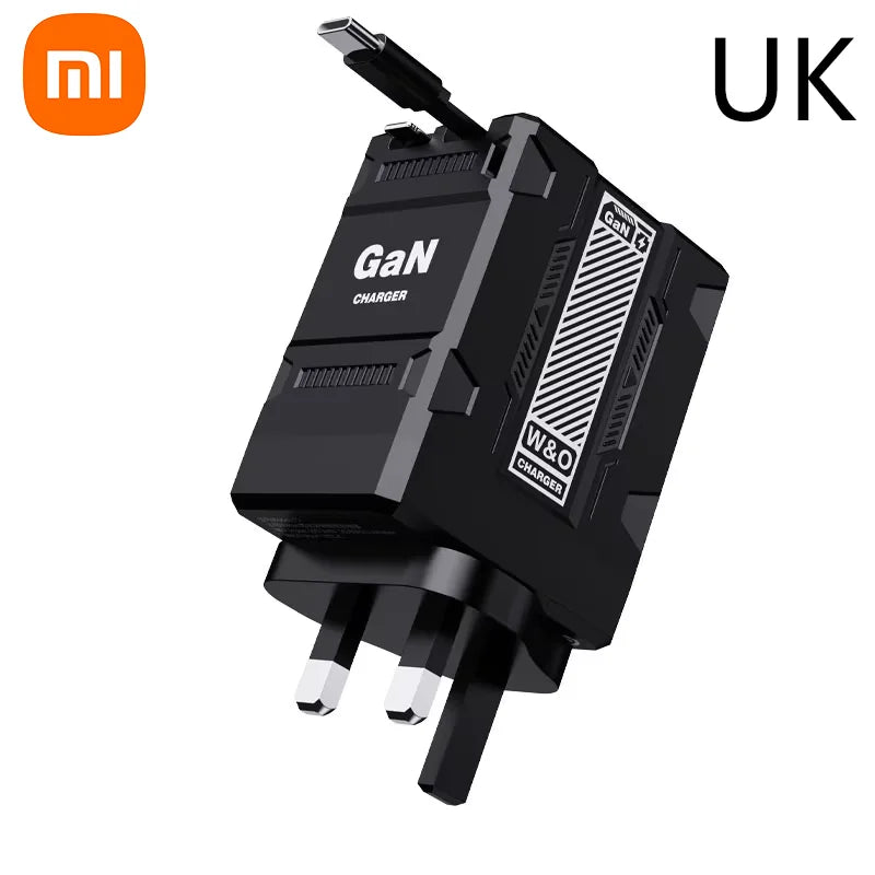 Xiaomi 120W GaN Fast Charger Compatible  With Retractable Type-c And Ligtning Cable Portable Adapter For Iphone 16 Ipad Macbook
