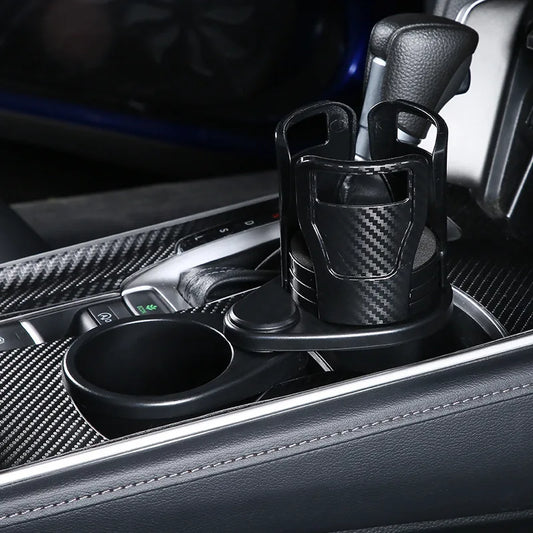 Universal Adjustable Car Cup Holder Expander 2-in-1 Car Organizer Snack Tray & Compass Design Portable Snack Rack Drink Storage