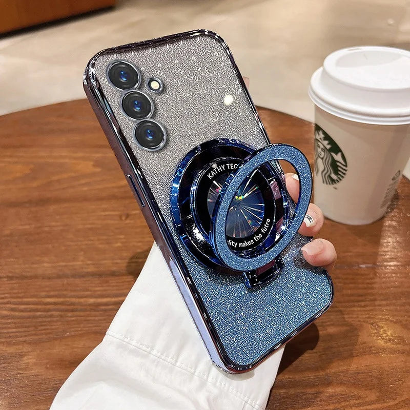 Samsung S24FE Case Luxury with bracket Glitter Case For Samsung Galaxy A15 A25 A35 A24 A14 S23 Plus Note20 Ultra A52 Case Holder