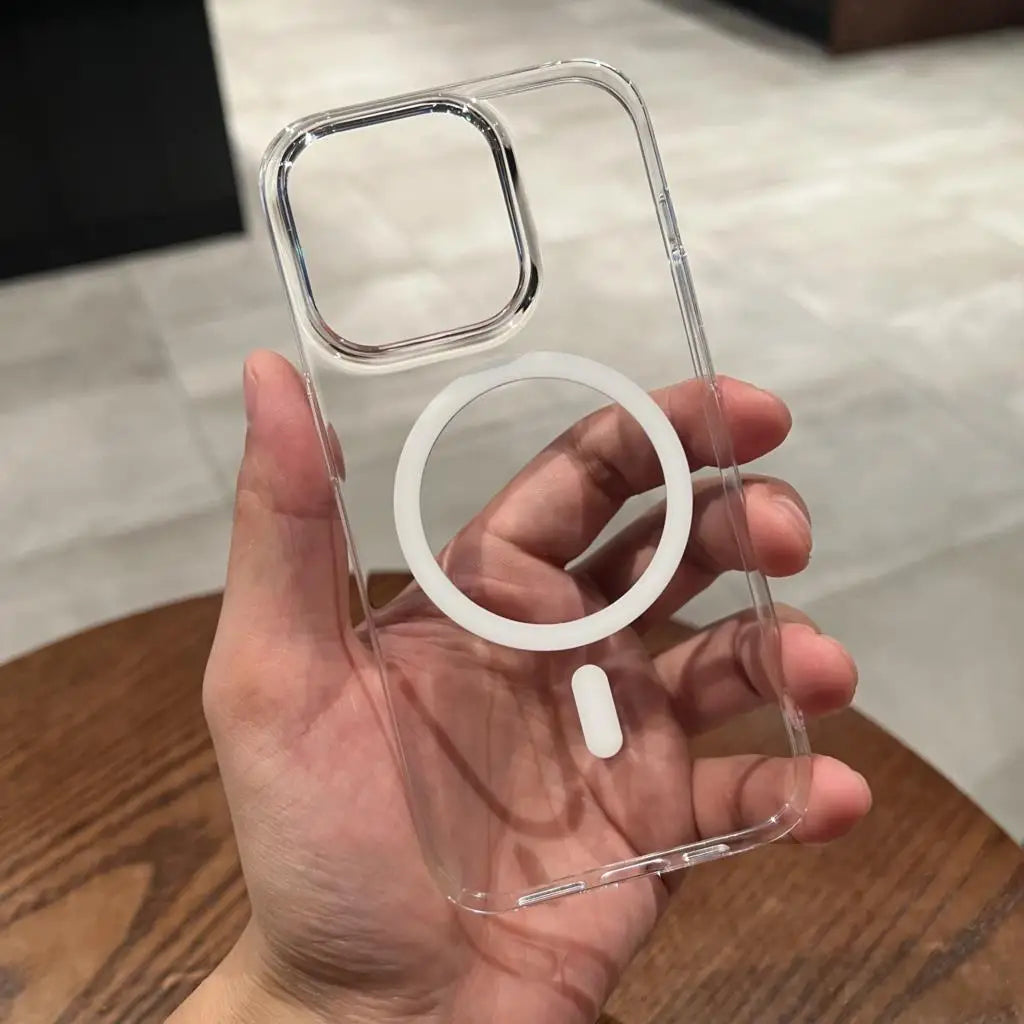 Ultra Thin Transparent Hard PC Case for iPhone 16 15 14 Plus 13 12 11 Pro Max For Magsafe Wireless Charge Magnetic Clear Cover