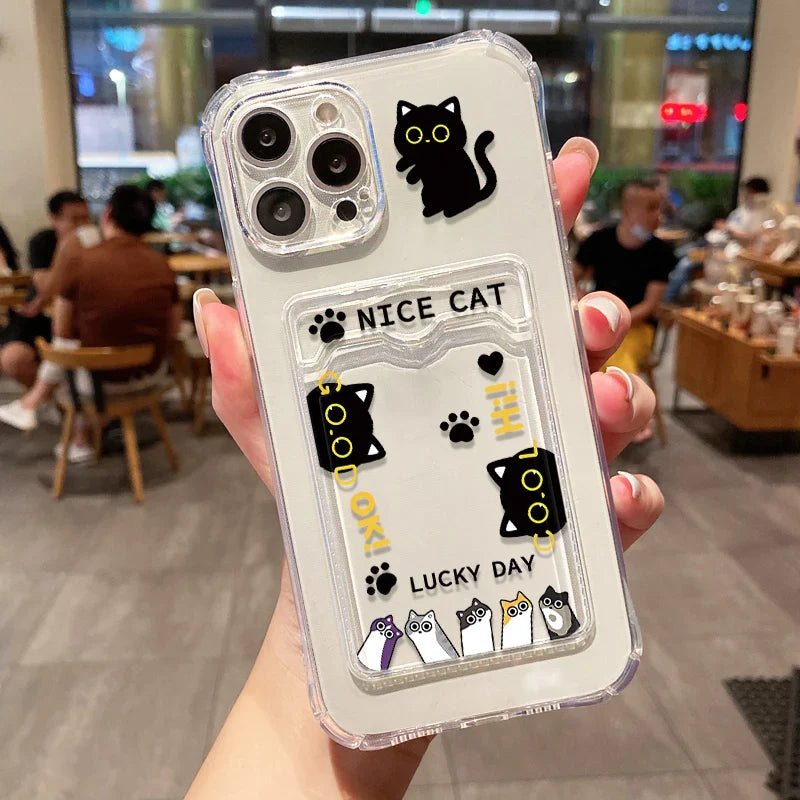 Cartoon Bear Phone Case For Samsung A54 A55 A15 A53 A52 A33 A35 A13 A34 A14 A24 A25 A06 A16 S21 S22 S23 S24 Ultra Card Bag Cover