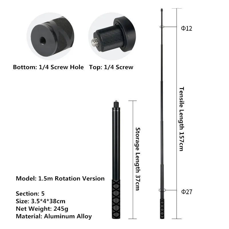 Invisible Selfie Stick for Insta360 X3 X2 Selfie Stick Bullet Time Bundle Handle for Insta360 X4 Panoramic Camera Accessorie DJI