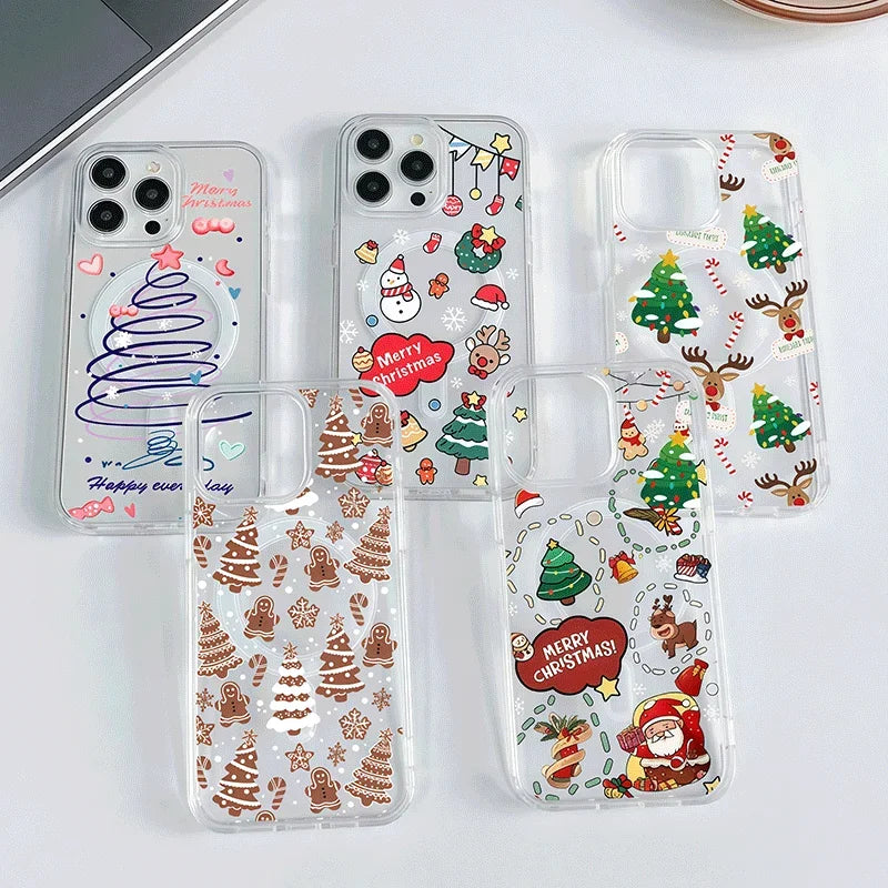Merry Christma Gift Magsafe Wireless Charger Case For Iphone 17 16 Pro Max 17 Air 15 14 12 13 11 Pro Max 12 13 Mini Phone Casing