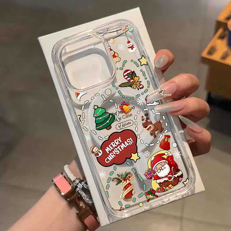 Christmas Santa Claus Magnetic Magsafe Phone Case For Samsung Galaxy S22 S23 S24 S25 FE Plus Ultra Edge Z Flip 3 4 5 6 7 Casing