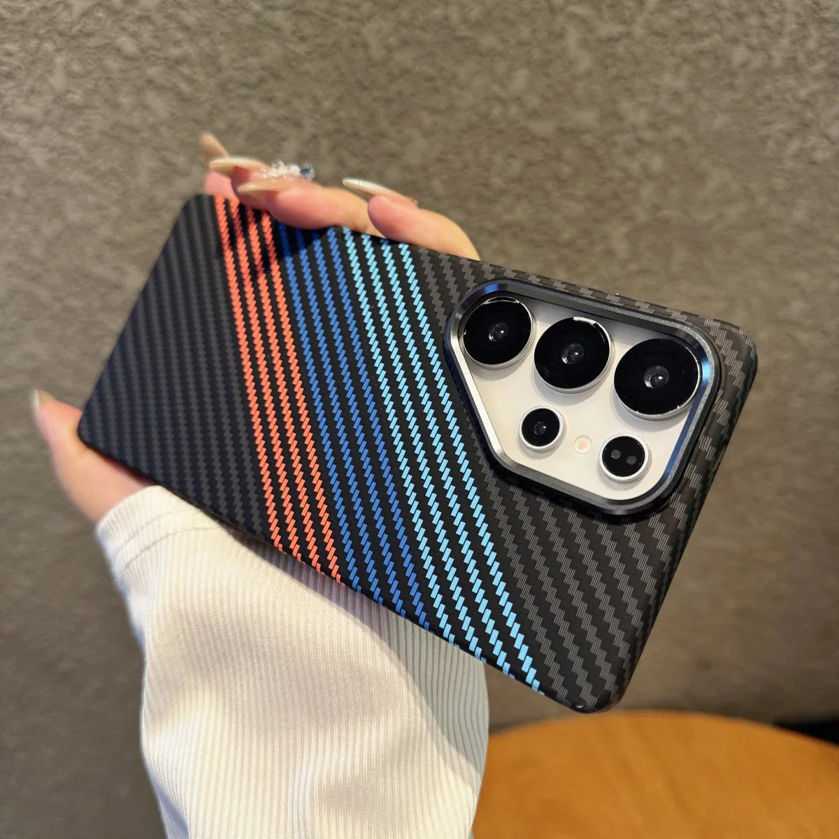 Mountain Carbon Fiber Kevlar Pattern Plastic Case For Samsung S25 S24 S23 Ultra Plus For Magsafe Magnetic Wireless Charge Cover