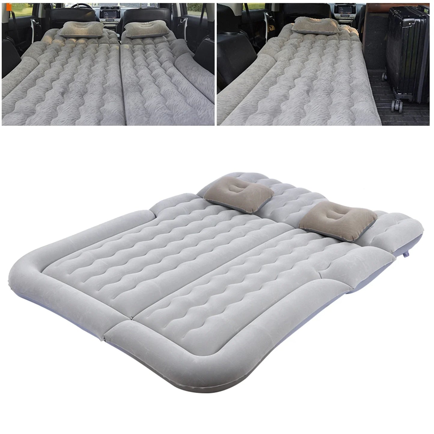 2‑In‑1 Multifunction Inflatable Travel Mattress PVC Flocking Soft Sleeping Rest Cushion for Car SUV