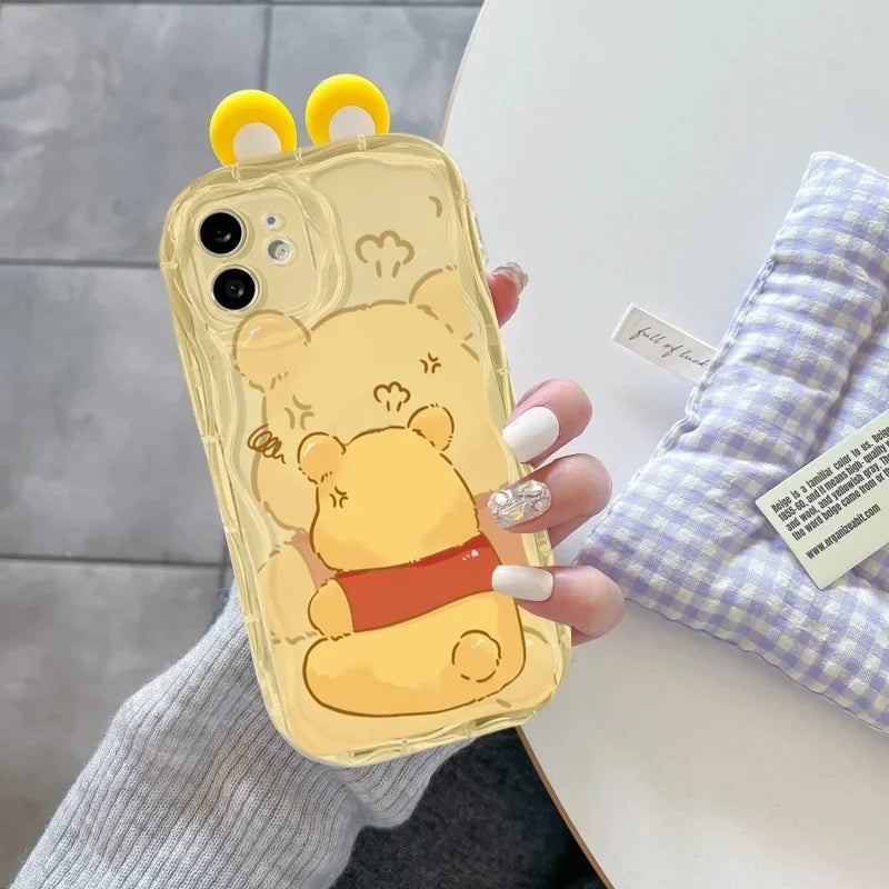 3D Ears Toy Stitch Mickey Minnie Winnie Disney Cartoon Phone Case For iPhone