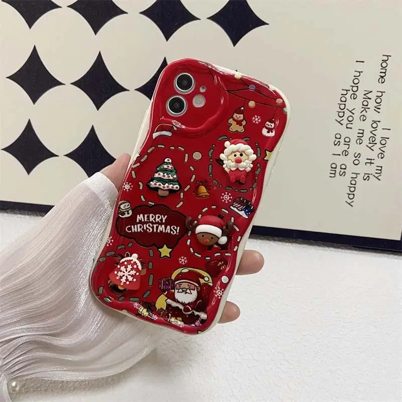 3D Santa Claus Elk Christmas Tree Case For Samsung Galaxy S25 Ultra S24 S23 S22 Plus s24fe A56 A36 A26 A07 A17 A55 A35 Cover