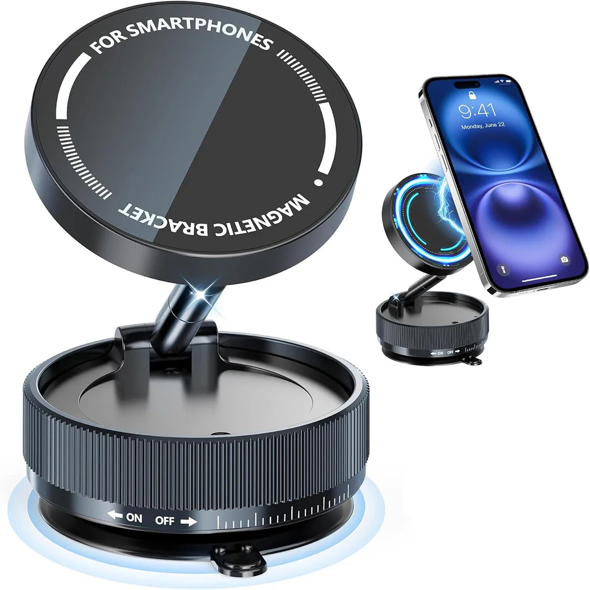 Super Strong N52 Magnetic Phone Holder, Upgraded ABS, 360° Rotatable And Foldable Design, with a Vacuum Suction Cup - Perfect fo