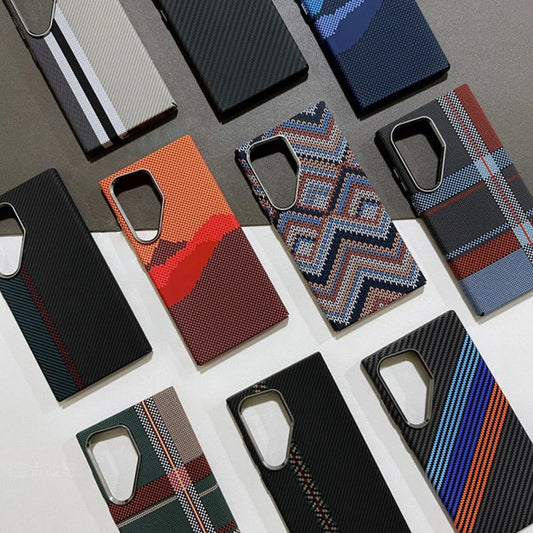 For Samsung S25 S23 S24 Ultra Plus Carbon Fibre Relief MagSafe Phone Case Wireless Charging PC Shockproof Cover For Galaxy S25+