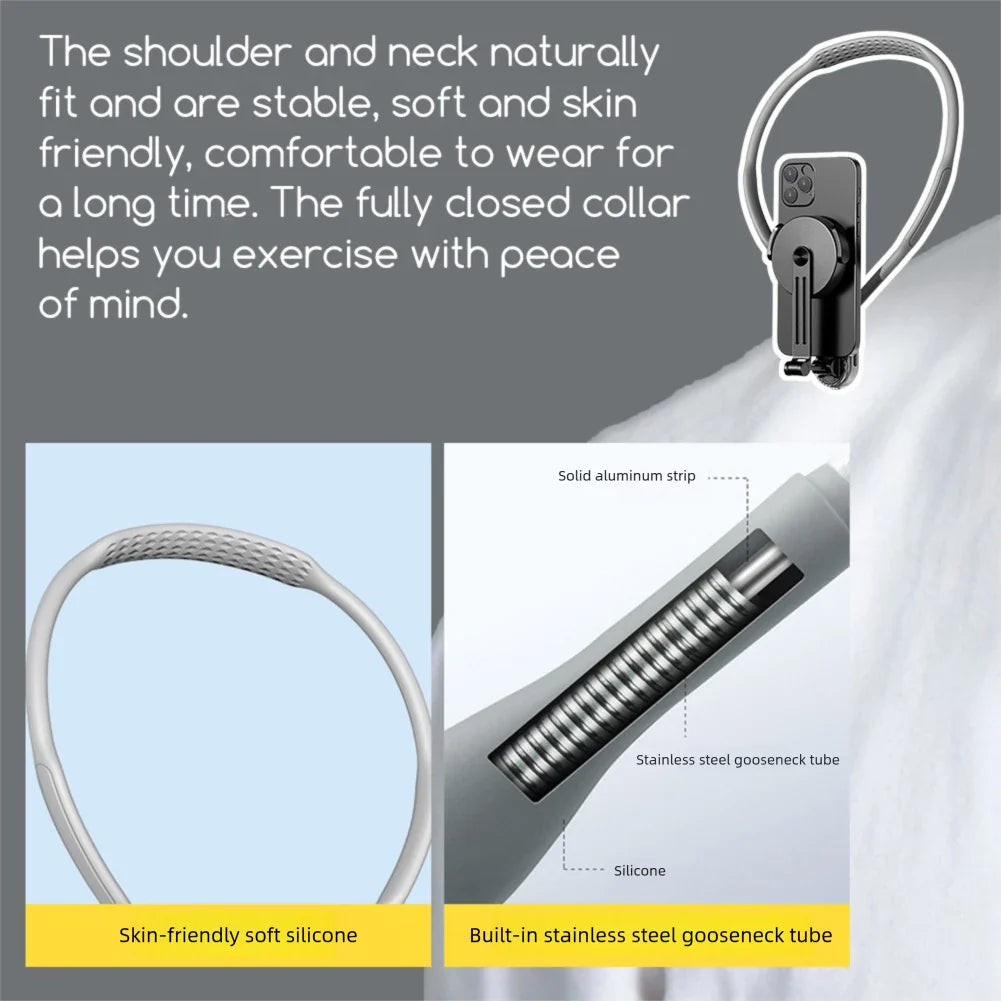 Magnetic Neck Holder Mount for Actions Cameras/Phones 360 Degree Adjustables Angle Neck Phone Mount for Vlogging