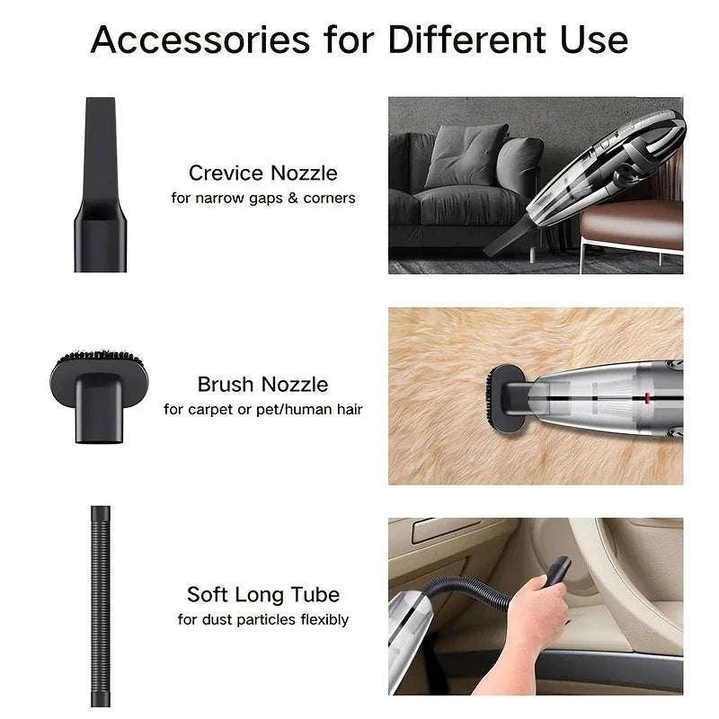 Portable wireless vacuum cleaner, multi-function car and home dual-use, rechargeable and long-lasting battery life, strong sucti
