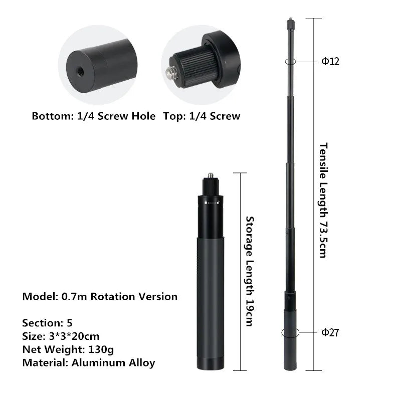 Invisible Selfie Stick for Insta360 X3 X2 Selfie Stick Bullet Time Bundle Handle for Insta360 X4 Panoramic Camera Accessorie DJI