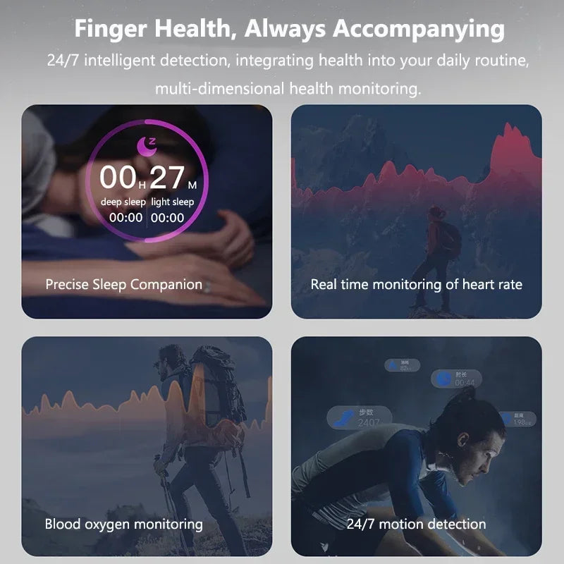 Smart Ring Women Photo Control Health Tracker Heart Rate Blood Oxygen Monitor 5ATM Waterproof Men Sports Ring Sleep Fitness