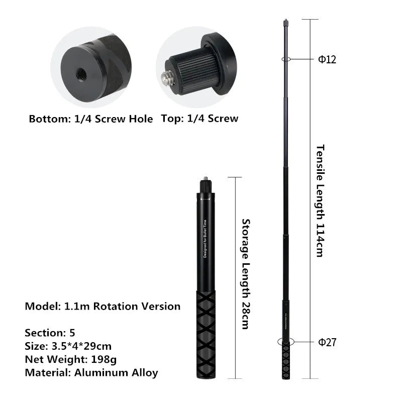 Invisible Selfie Stick for Insta360 X3 X2 Selfie Stick Bullet Time Bundle Handle for Insta360 X4 Panoramic Camera Accessorie DJI