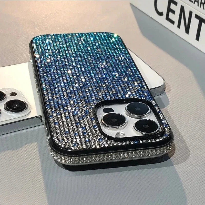17 16 15Pro Max Luxury Case Full Shinny Diamond Bumper Frame Cover for iPhone 17 16 11 12 13 14 15 Pro Max Xr 17 Air Cases